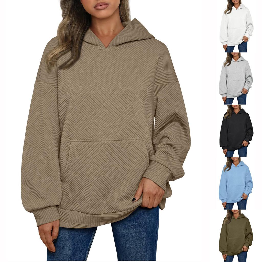 Womens Solid Pullover Oversized Sweatshirts Pullover Fashion Clothes With Pockets