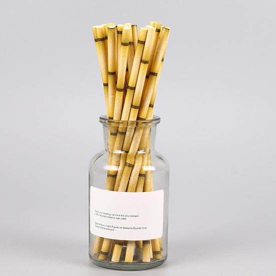 50 шт. Бумажная соломинка с плоским концом, яркого цвета, с бамбуковым узором, без запаха, экологичная, длинная соломинка для питья, для тропической вечеринки, для напитков, для клуба