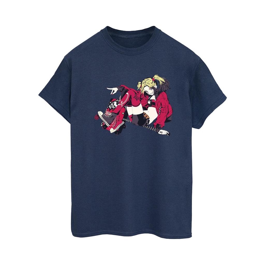 DC Comics Womens/Ladies Harley Quinn Rollerskates Cotton Boyfriend T-Shirt