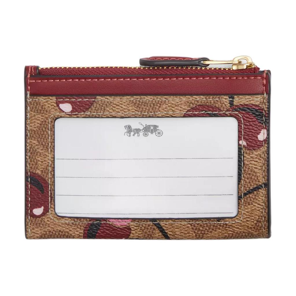 New COACH Skinny Id Case Coated Canvas Card Holder Mini Women's Tan Multicolor CZ462-IMTAM