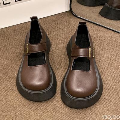 Весна лето новая женская ретро обувь с круглым носком на толстой подошве, увеличивающая рост, простая удобная повседневная женская обувь