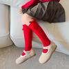 MidTube Bow Hosiery for Kids Cotton Children Long Socks Sleeping New Year Red Socks  Autumn