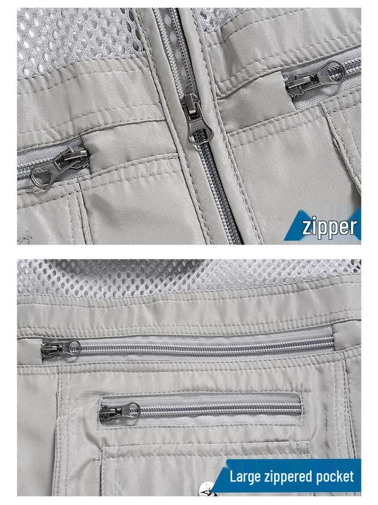 Мужской быстросохнущий жилет с несколькими карманами для рыбалки и фотографии на открытом воздухе летом