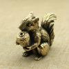 1pc Exquisite Antique Squirrel Figurine - Solid Copper Statue with Brass Accents, Nuts Tea Pet Incense Holder, Desk Decoration,
