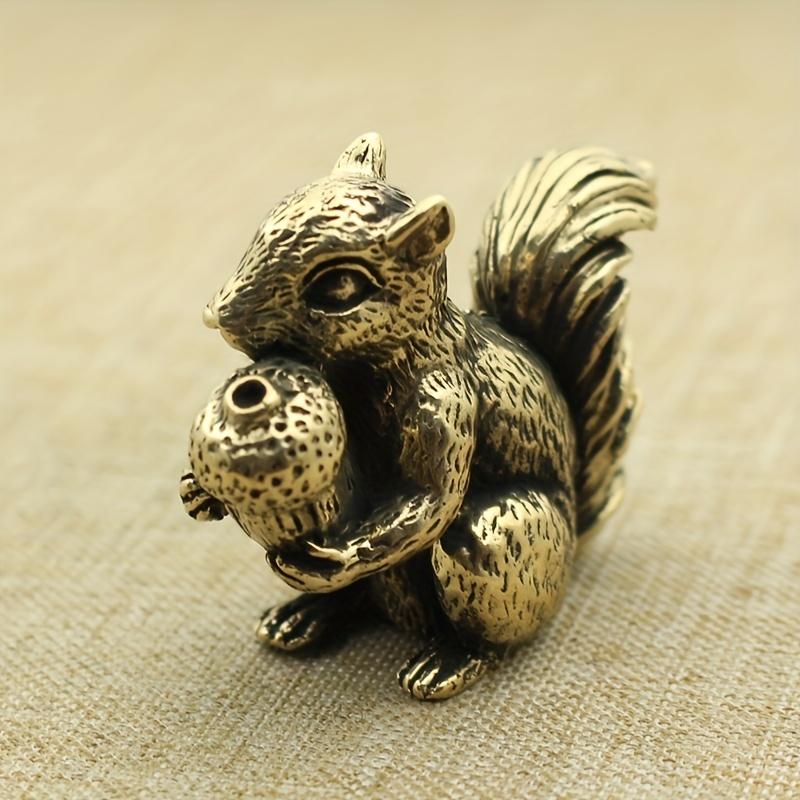 1pc Exquisite Antique Squirrel Figurine - Solid Copper Statue with Brass Accents, Nuts Tea Pet Incense Holder, Desk Decoration,