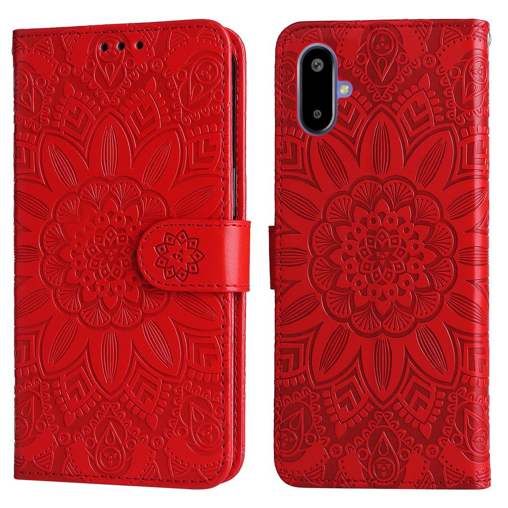 For Samsung Galaxy F06 5G Case Sunflower Imprint Leather Wallet Phone Cover