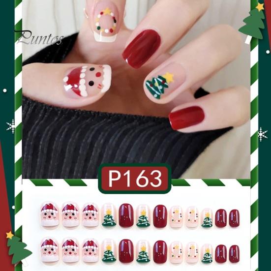 24 шт., рождественские милые короткие маникюрные стильные съемные тонкие накладные ногти, тонкие легкие накладные ногти