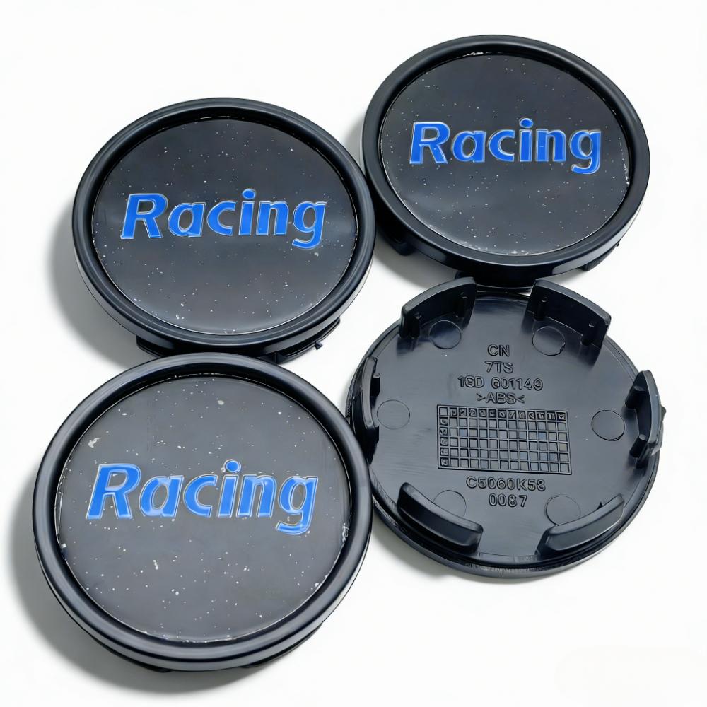 4pcs Racing Letter Sport Logo Emblem Car Wheel Center Caps 58MM Clips 53MM Wheels Hub Cap Rim Hubcaps Dust Cover Car Accessories