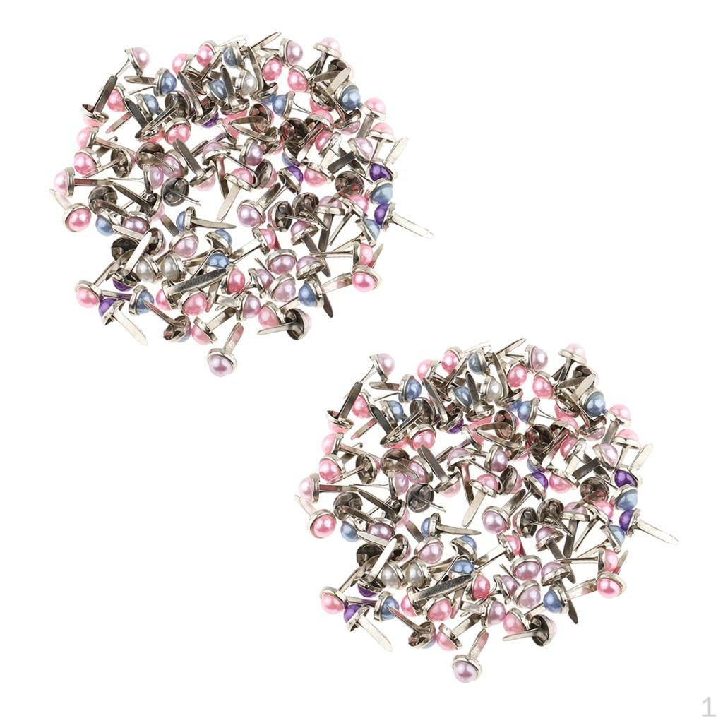 400 шт. Жемчужные разъемные кнопки Брадсы Бумажные скрепки Украшение для скрапбукинга 6 мм