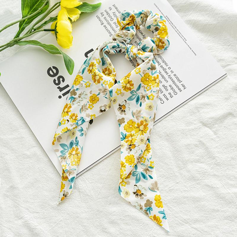 2025 New Flower Bow Hair Ribbons Scrunchies Vintage Satin Ponytail Large Hairbands Rubber Bands Headbands Women Hair Accessories