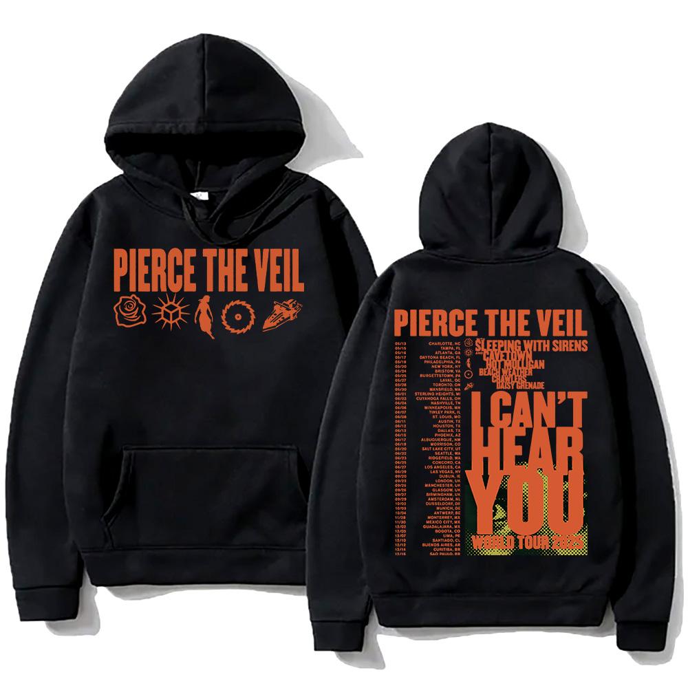 Pierce The Veil Я тебя не слышу Тур 2025 Толстовки Рок-группа Хип-хоп Унисекс Уличная одежда для Женщин/Мужчин Модная Толстовка