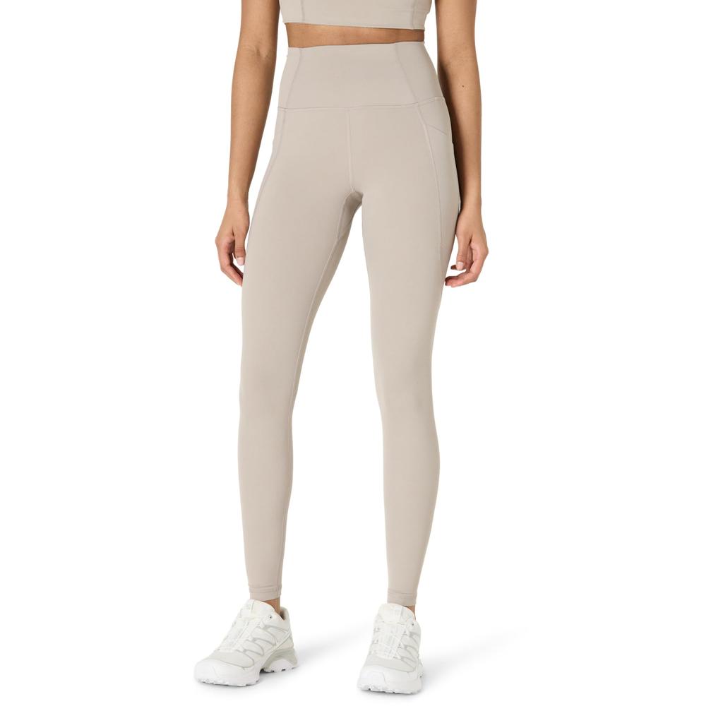 Amazon Essentials Taupe Long Length with High Super Perfect for and the Size L Women's Leggings, Pockets, Waist, Moisture-Wicking Fabric, Breathable,