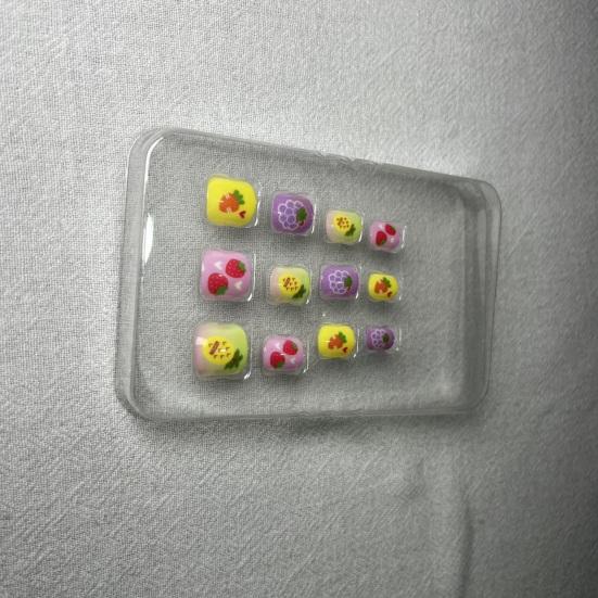 12 шт. детские накладные ногти Kawaii, самоклеящиеся накладные ногти, набор креативного маникюра для детей, украшения
