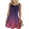 Ladies Fashion Summer Gradient Print Dress Loose Beach Vacation Casual Sleeveless Sundress