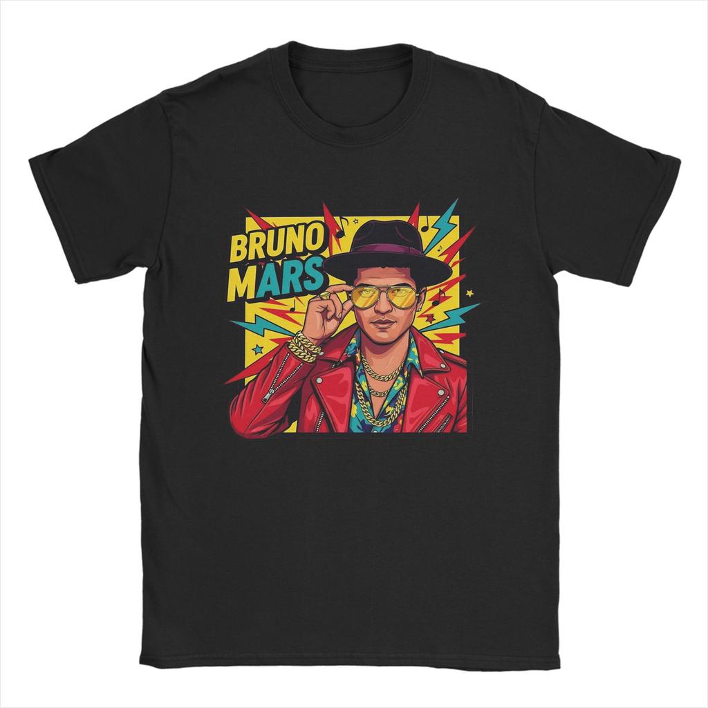 Rapper Bruno Mars T Shirt Unisex Pure Cotton Funny TShirts Crew Neck Tee Shirt Short Sleeve Clothing Plus Size