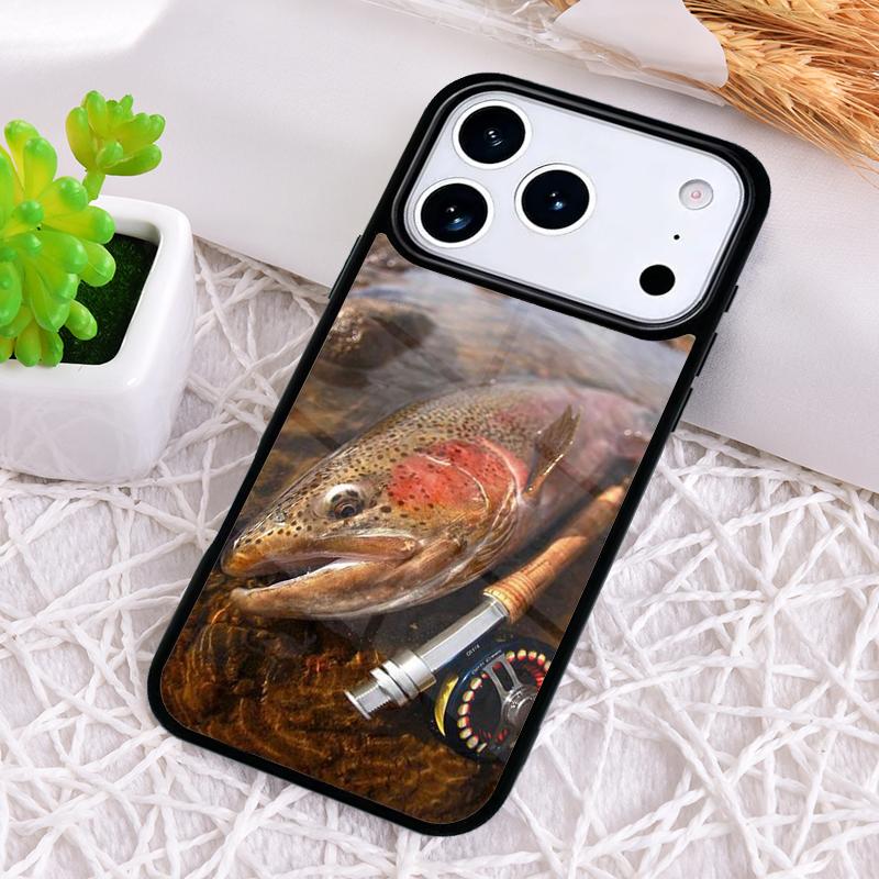 FISHING 3 RODS BY LAKE fish Colored Phone Case for iPhone 17 Air 16 15 11 12 14 13 Pro Max Shockproof Cover