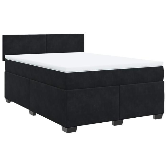 Cadre de lit avec matelas - Maison Exclusive - Noir - 140x190 cm - Velours - 2 places