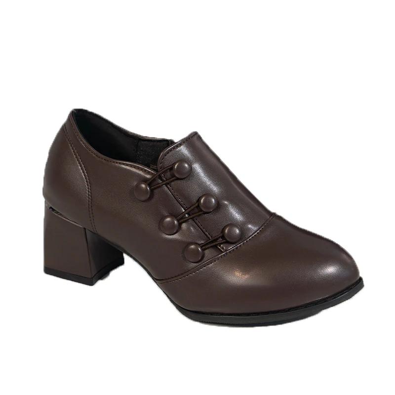 High Heels Women Pointed Toe Shoes Designer Chunky Retro Loafers Shoes Autumn New 2024 Oxford Shoes Women Walking Casual Zapatos