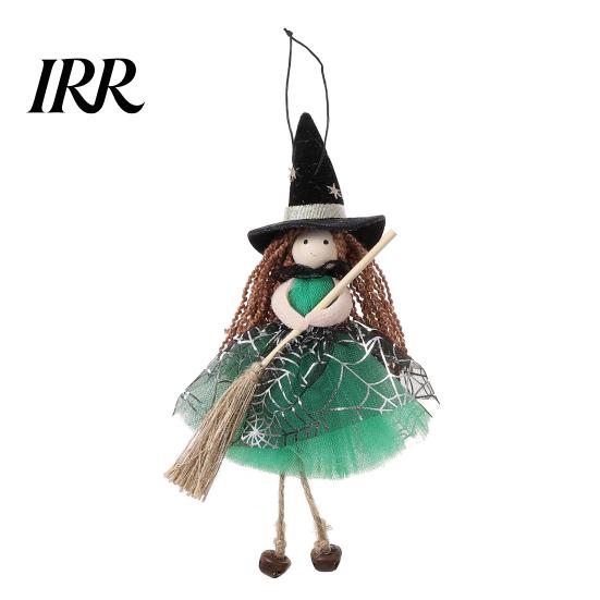 Halloween Party Decorations Witch Doll with Broom, Small Hanging Figurine Themed Gauze Skirt for Haunted House, Door Window Decor Cool Accessory