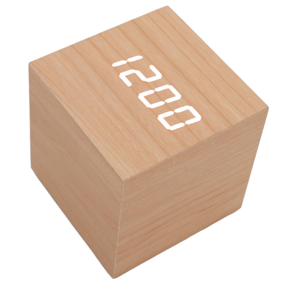 LED Wood Clock Multifunctional Large Display 3 Brightness Eye Protection Portable Smart LED Digital Clock for Office
