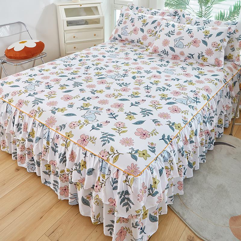 1PC Pastoral Style Bed Cover Colchas De Cama Matrimonial Double Lace Bed Skirt King Bedsheets Skirts (pillowcase Need Order)