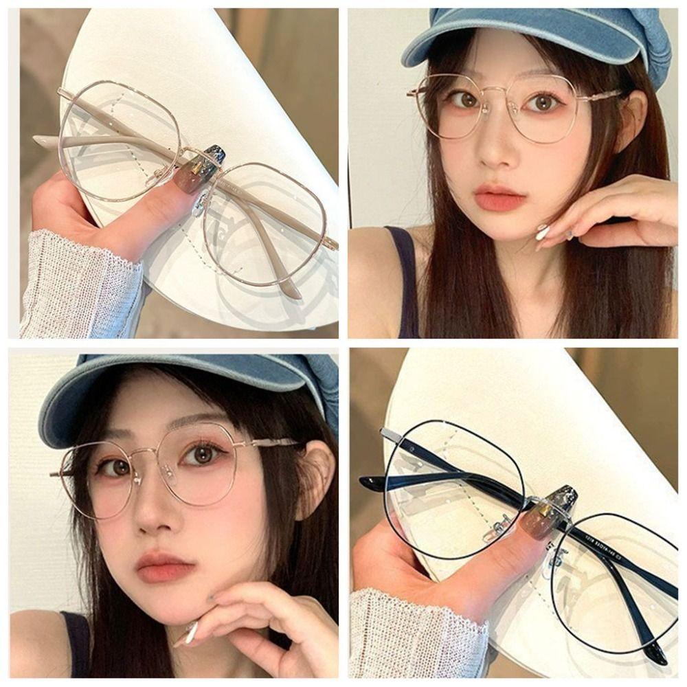 Round Face Blue Light Blocking Glasses Literary Plain Face Spectacle Frames Student