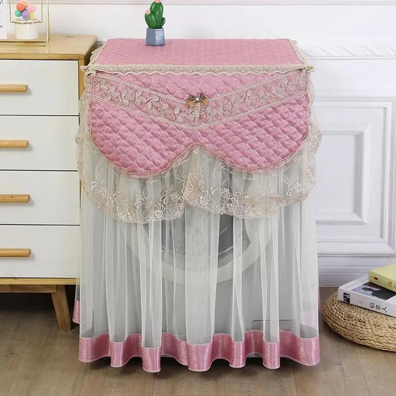 Пылезащитный чехол для стиральной машины с французским барабаном, хит продаж, тканевые чехлы для стиральных машин, синий кружевной пылезащитный чехол для стиральной машины