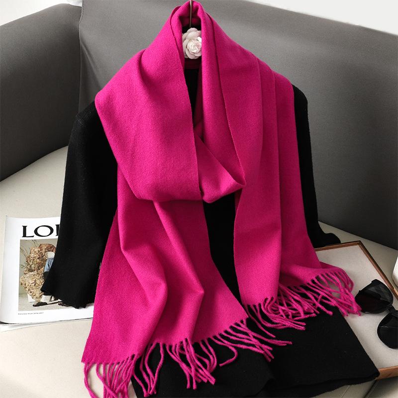 62Color Solid Women Winter Scarf Теплый Утолщенный Кашемировый Шаль Уличная Мода Роскошные Кисточки Пашмина Дамская Накидка Ветрозащитные Шарфы