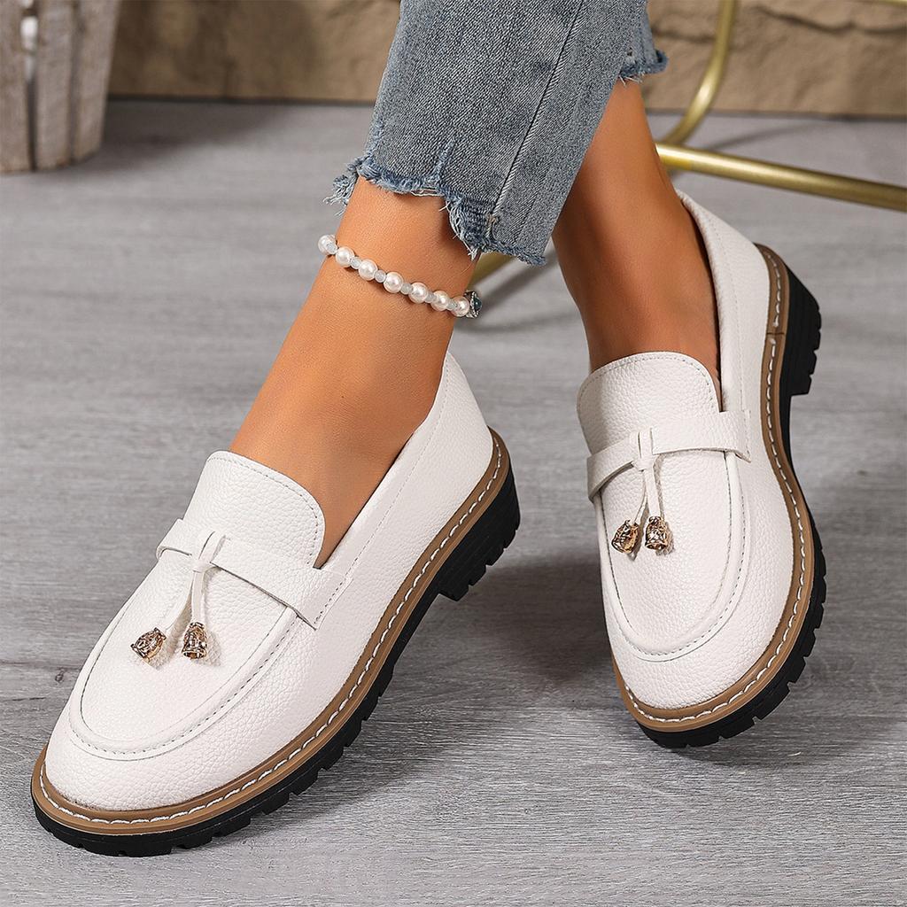 Women's Platform Loafers Slip On Casual Oxford Shoes Chunky Sole Comfortable Walking Footwear