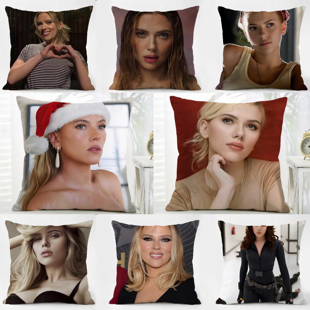 SScarlett Johansson Cushion Cover Washable Linen Pillowcase Soft for Daily Sofa Bed Home Room Decor