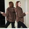 Plus Size Women's Loose Double-Faced Fleece Hoodie Thickened Winter Warm Outerwear Faux Fur Coat Female Streetwear