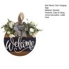 Front Door Welcome Sign Farmhouse Rustic Round Wooden Bowknot Letter