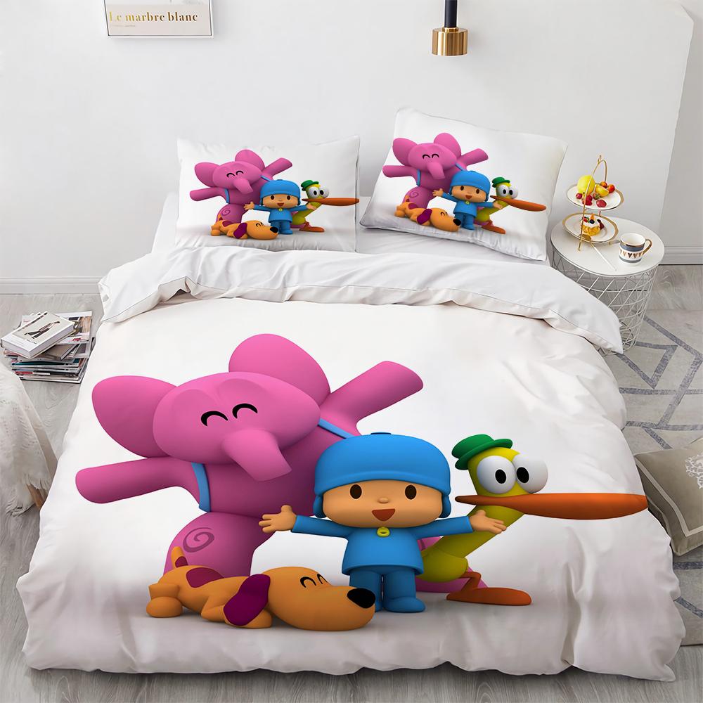 Комплект постельного белья Pocoyo 3D-принт Пододеяльник и наволочка Одеяло Пуховое одеяло Семейное украшение Дом Теплый текстиль Чехол Комплект постельного белья