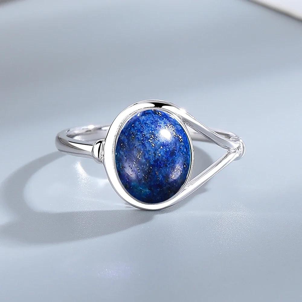 Кольца из стерлингового серебра 925 пробы с натуральными камнями Аметист Простое фиолетовое овальное кольцо 8*10 мм Изящные украшения Подарки для подруг Женщинам