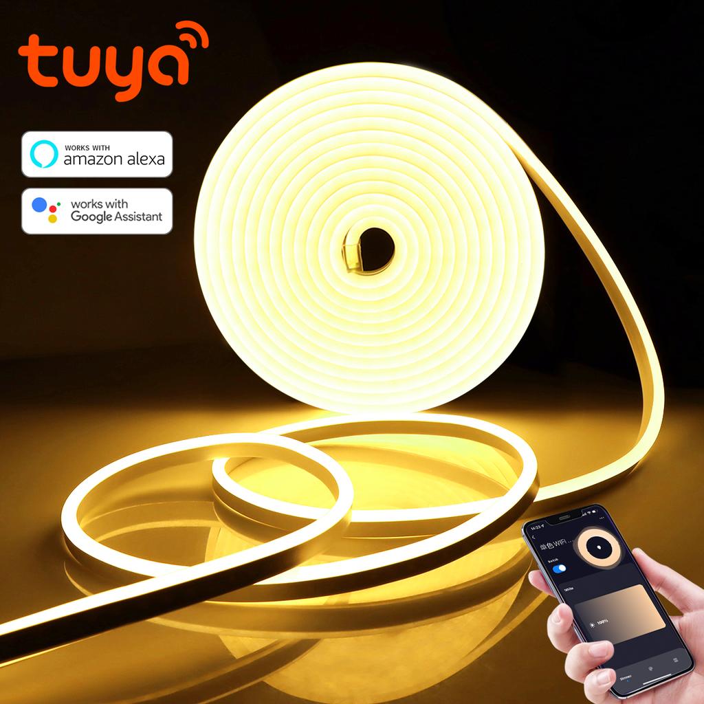 Tuya Smart Life WiFi Светодиодная неоновая лента 12 В Управление через приложение Светодиодная неоновая лента Кухня Комната Домашний декор Работает с Alexa Google Home