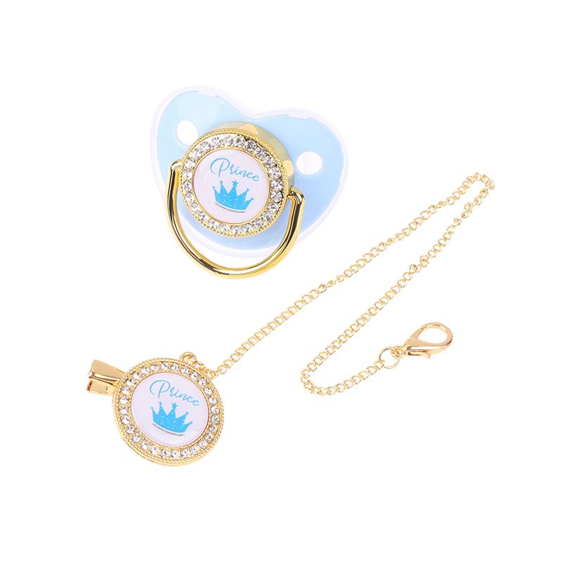 1 шт., блестящая корона, набор цепочек для пустышки, подарок на детский душ, силиконовая пустышка для новорожденного, прорезыватель для зубов, детская соска-пустышка