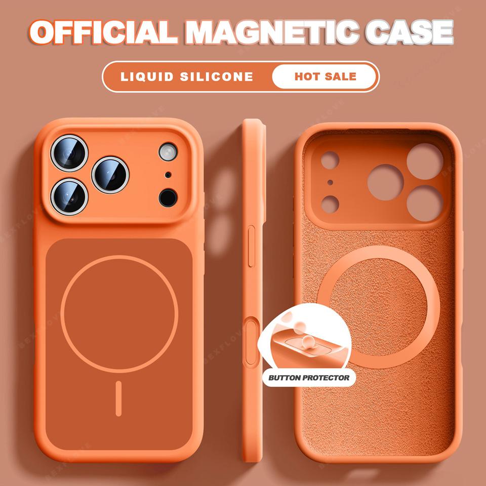 New Official Liquid Silicone For Magsafe Magnetic Phone Case For iPhone 17 Pro Max Air 14 15 16 Plus 13 ShockProof Soft Cover