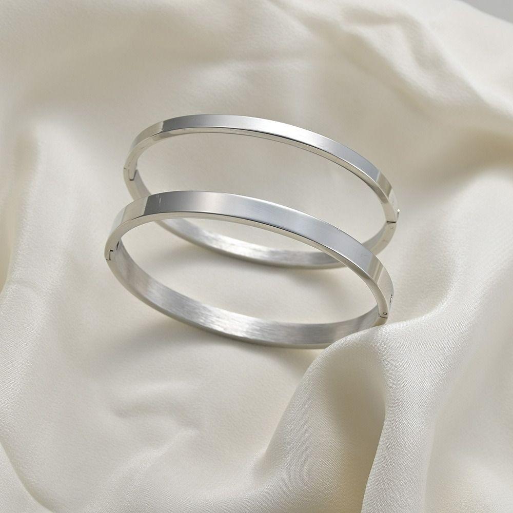 Steel Decoration Minority Design Women Bracelets Couple Bangles Cuff Bangles Simple Pulseras