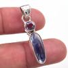 Натуральный кианит, розовый аметист 925 пробы серебро Подарочная подвеска 1,50" i1i64