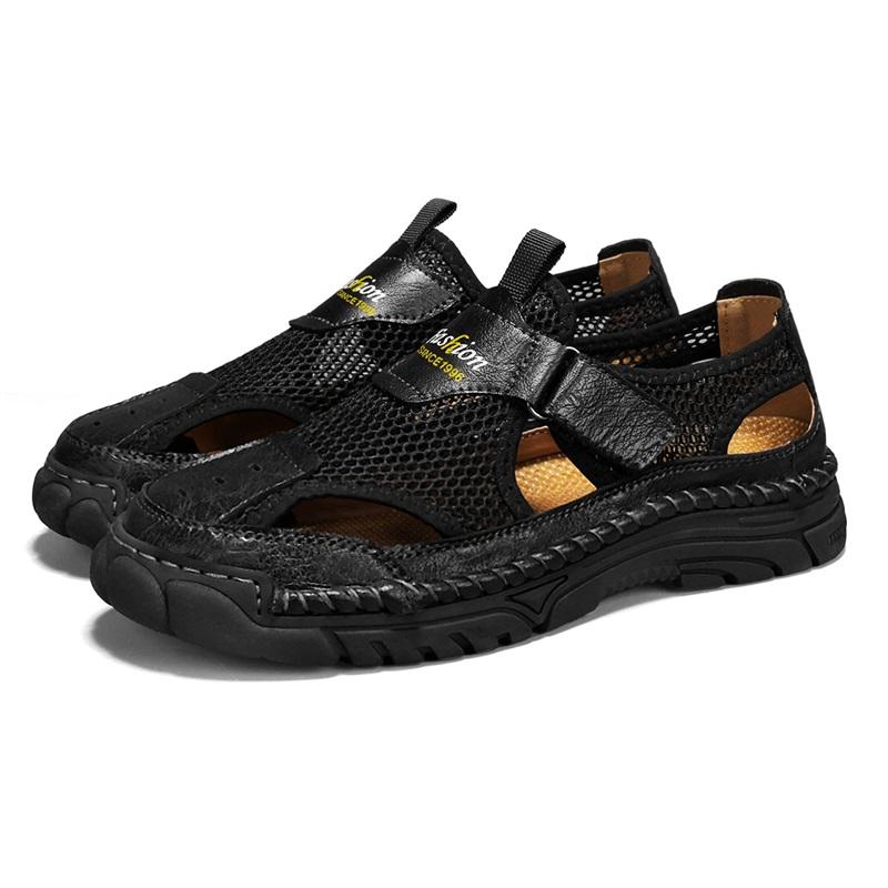 Модная мужская пляжная обувь для ходьбы на открытом воздухе 2025 Новые удобные и легкие сандалии Сетчатая повседневная обувь Мужские нескользящие сандалии Размер 46