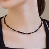 Dmoment (925 Silver) Frostelle Black Bead Silver Necklace