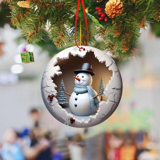 Елочные украшения, мультяшный снеговик, подвеска, 2D, плоские акриловые подвесные украшения для рождественской елки, рюкзак, зеркало заднего вида автомобиля