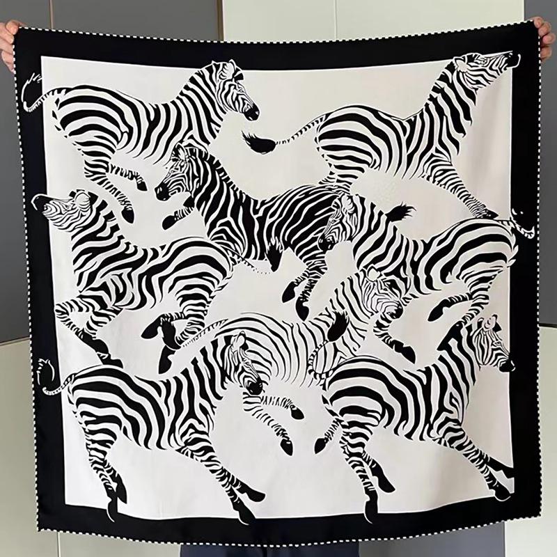 Шелковый твиловый шарф Silk Road в черно-белом французском стиле для весны/лета