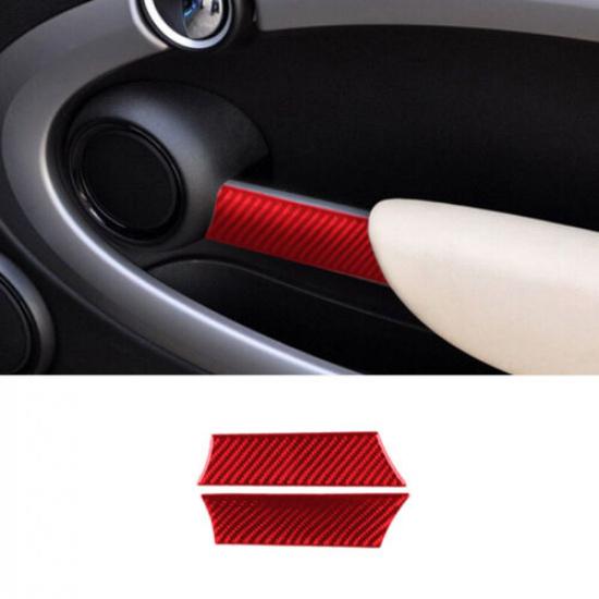 1 Pair Bright Red Carbon Fiber Car Inner Door Handle Sticker For Mini R55 R57