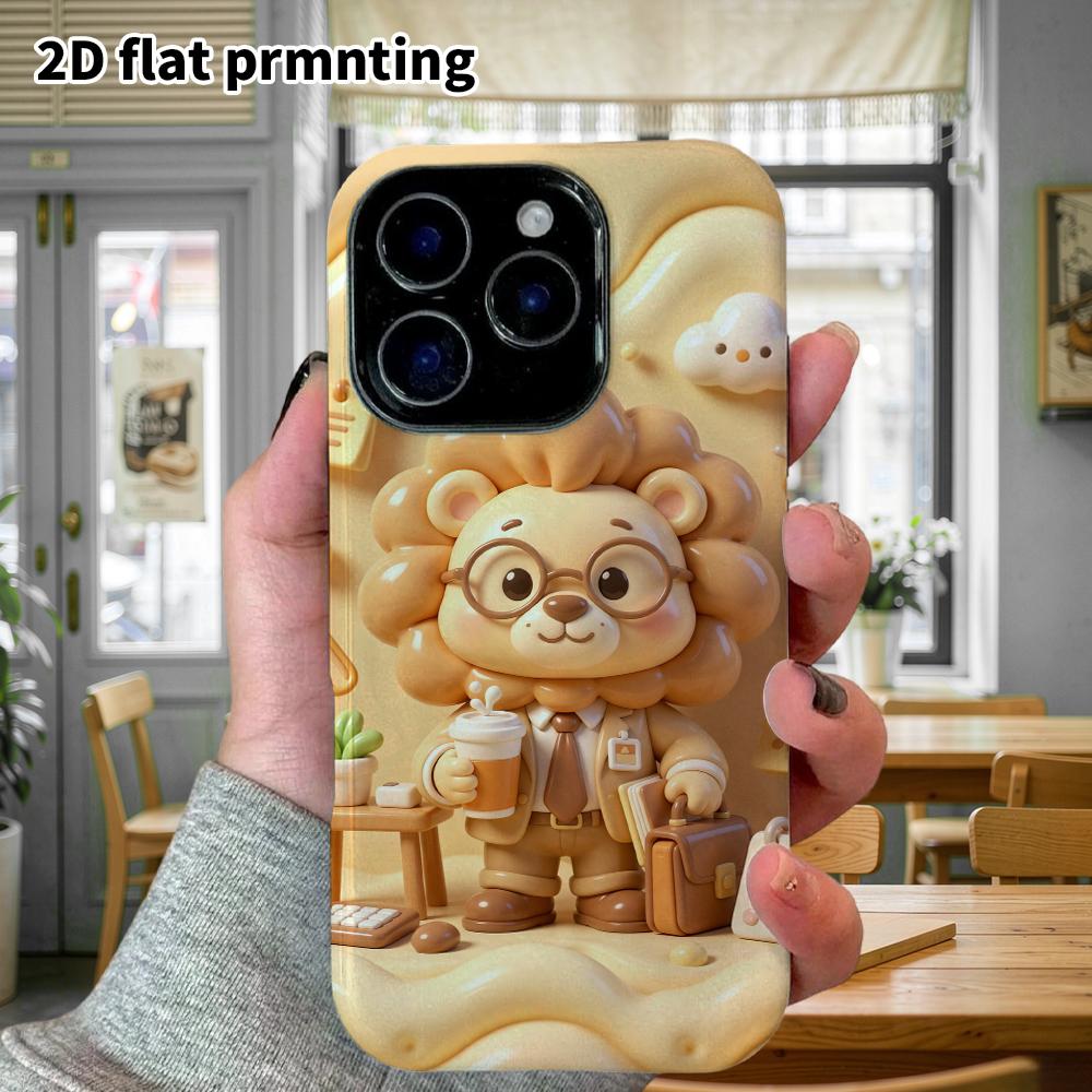 Phone Case: 2D flat design suitable for iPhone 18 17 16 15 14 13 Pro, cartoon little lion, perfect Christmas and Halloween holiday gift