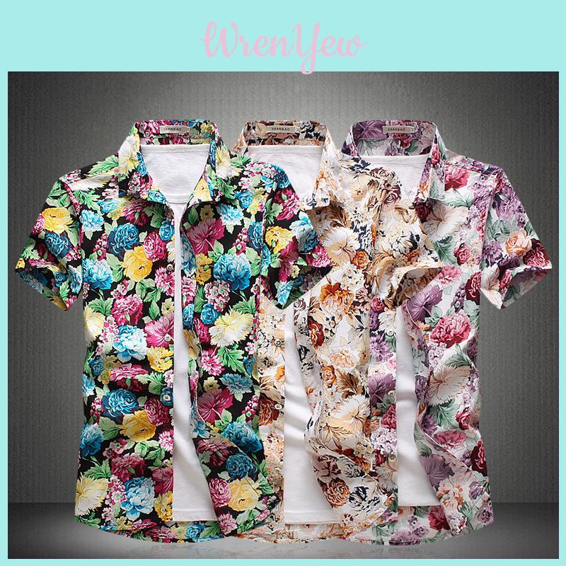 Stylish Summer Casual Floral Short Sleeve Shirt For Men In Plus Sizes With Comfortable Fit