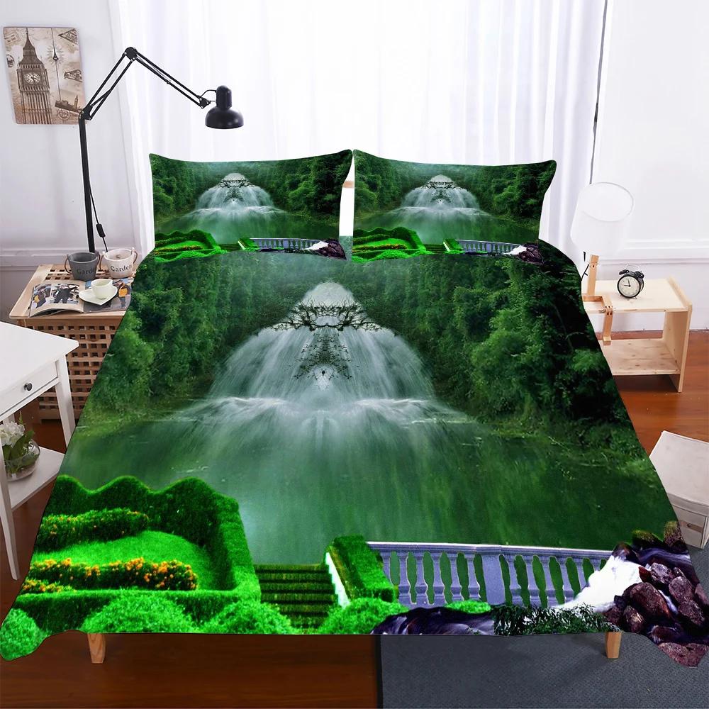 Pastoral Bedding Sets 3d Duvet Cover Set 2/3pcs Bedroom Comforter Set Reactive Printing  Forest, Lowers Scenery Bedlinens 3pcs
