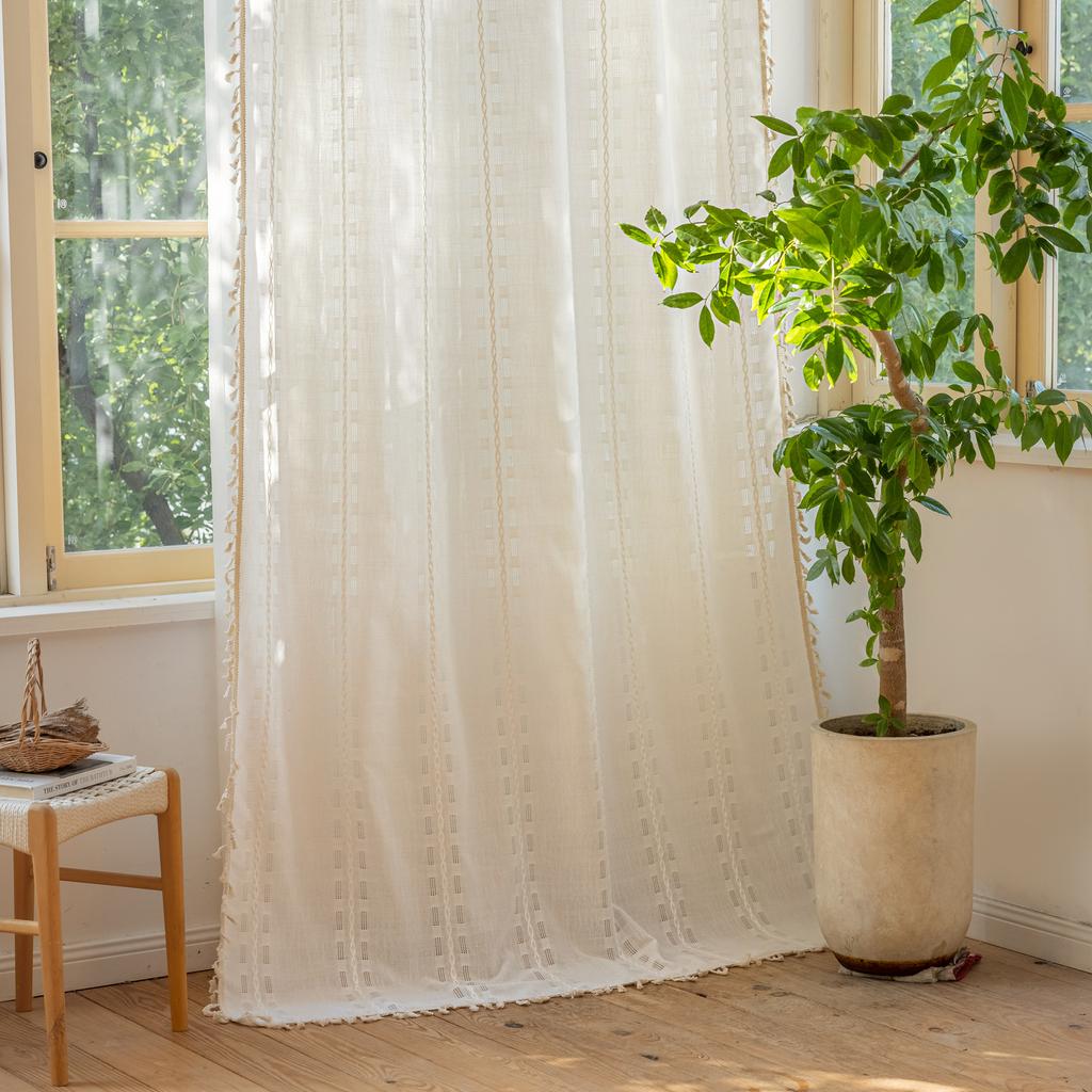 Curtain Finished Semi-Blackout Hollow Jacquard Living Room Balcony