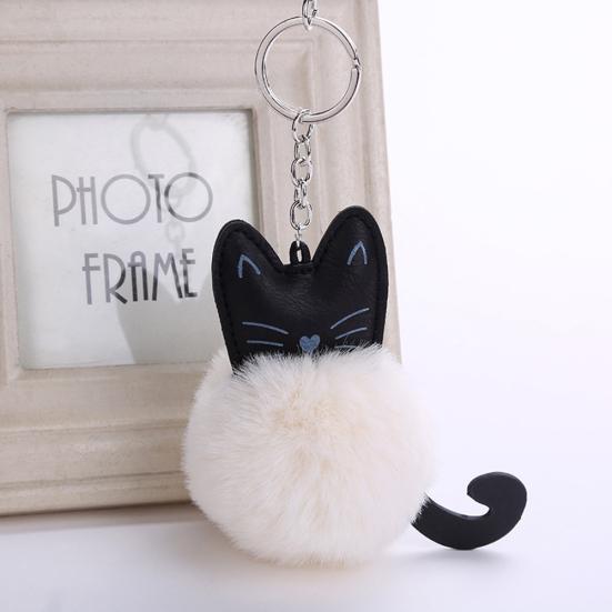 Искусственный мех пушистый кот брелок для ключей модная ювелирная сумка повесить аксессуары
