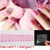 Fake Nails, Short Round, No Glue, 24 Pieces